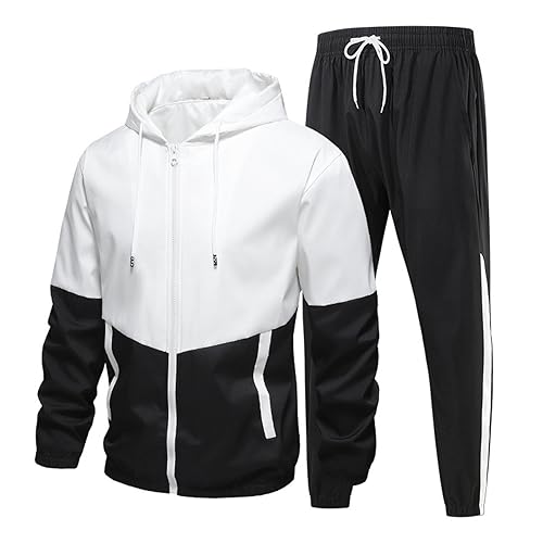 Generisch Herren Jogginganzug, Trainingsanzug Langarm Jogging Fitness Freizeitanzug Für Sport Outdoor Jogginganzug Baumwolle Sportanzug Handball Schuhe Männer Winter Sets (6XL, Schwarz)