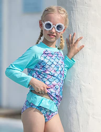 Unifaco Toddler Girls Tankini 3D Fish Scale Stylish Bathing Suit Swimsuit Long Sleeve Shirt And Bikini Bottom #TOP4