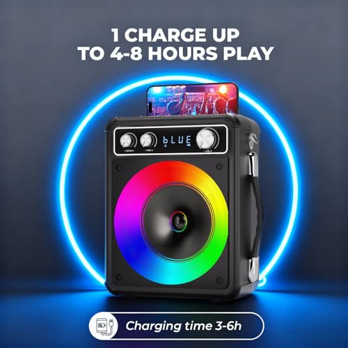 image for VOSOCO Karaoke Machine, Portable Bluetooth Karaoke Speaker with 2 Wire