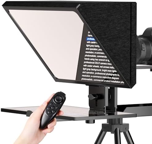 12" Teleprompter for Camera & Tablet, APP Remote, Adjustable
