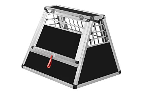Transportbox N17 – Aluminium Hundebox 70×88×69 cm – Auto Hundebox mit Notausstieg, sicherer Hundetransport im Kofferraum