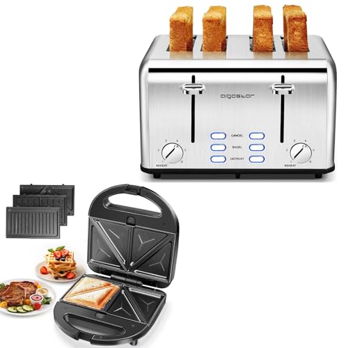 Aigostar 4-Slice Stainless Sandwich & Panini Maker