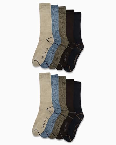 Nautica Mens Crew Socks - 10 Pack Breathable Moisture Wicking Cushioned Athletic Work and Dress Socks for Men (Sizes: 6-12.5)2