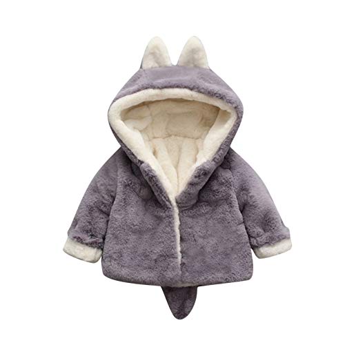 Girls Coat&Jacket,Toddler Baby Boys Girls Fleece Windproof Winter Coat Thicken Warm Hoodie Outwear,Baby Clothes for Birthday Festival Gifts(Gray,2-3 Year)