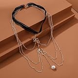 DHTDVD Metal Chain Multilayer Leg Chain for Women Body Jewelry Bohemian Pearl Pendant Thigh Chain (C