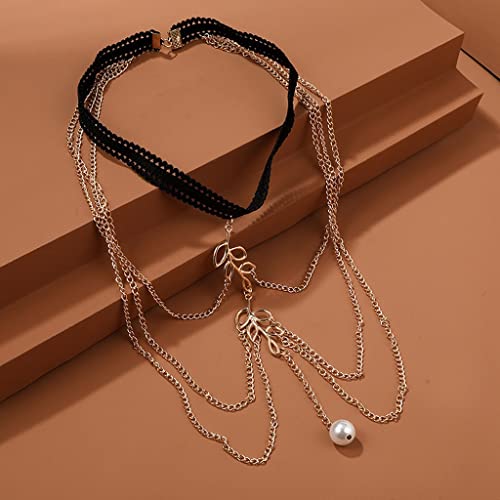 Dhtdvd Metal Chain Multilayer Leg Chain For Women Body Jewelry Bohemian Pearl Pendant Thigh Chain (Color : D, Size : 2Pcs) #TOP28