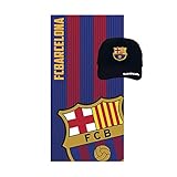  Pack Especial Regalo Toalla de Microfibra para Playa, baño, Trading,Gimnasio + Gorra Adulto con Visera FCB Barcelona.