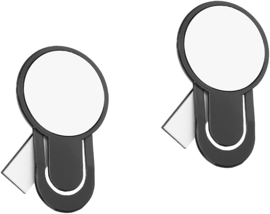 CANIGHT 2pcs Computer Mirror Rear View Mirror Office Desk Fish Eye Mirror Computer Monitor Mirror Clip on Monitor Mirrors Cubicle Mirror to See Behind You Safety Mirror Black Plastic