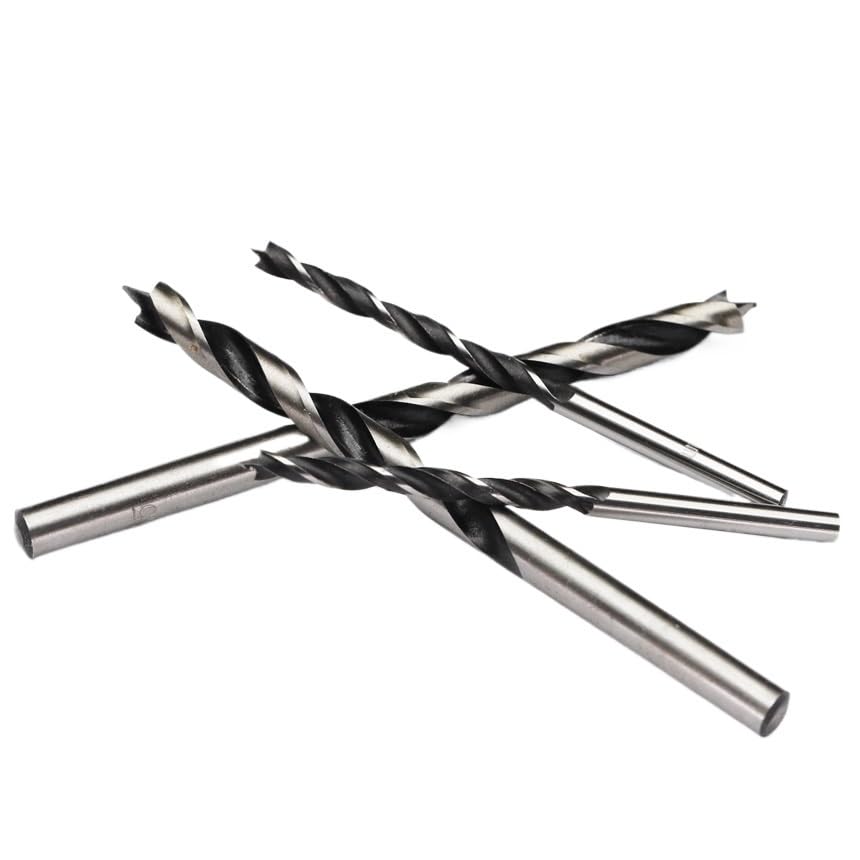 1PC 15mm Rubber Wood Woodworking Tool Straight Shank Twist Tricuspid Three Awl Brad Pointed Drill Bit