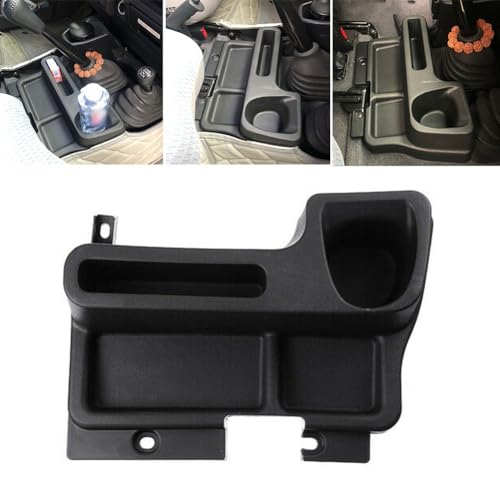 NiuLumea Boîte de rangement pour console centrale de voiture avec porte-gobelet LC70 LC71 LC76 LC77 LC79 09-20, organiseur en plastique noir avec lot de vis