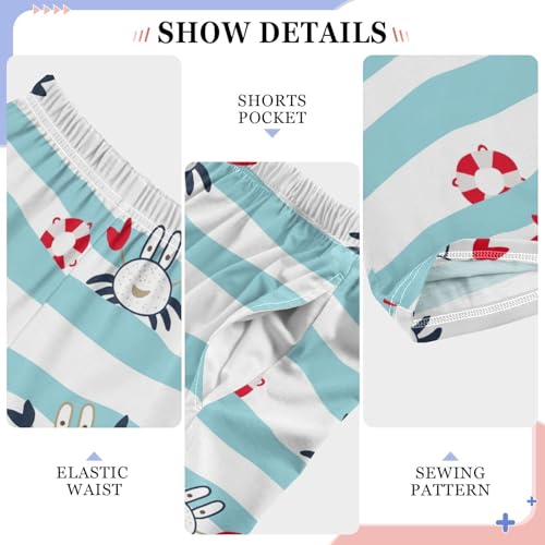 ZZXXB Lovely Crab Striped Boys Long Pants Soft Trousers Elastic Waist Kids Lounge Bottoms with Pockets S-XL4