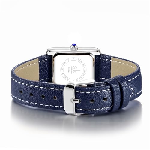Stylish Minimalist Square Watch for Women with Blue Leather Strap - Vintage Elegance Redefined - Image 5