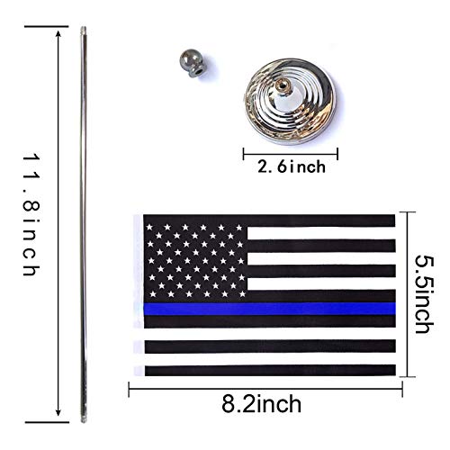 Lovevc Thin Blue Line Usa American Police Desk Flag Small Mini Office Table Flags With Stand Base,2 Pack #TOP2