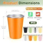 Stainless Steel Camping Cups, Stackable Camping Coffee Mugs, 8 Pack 12 Oz - Image 3