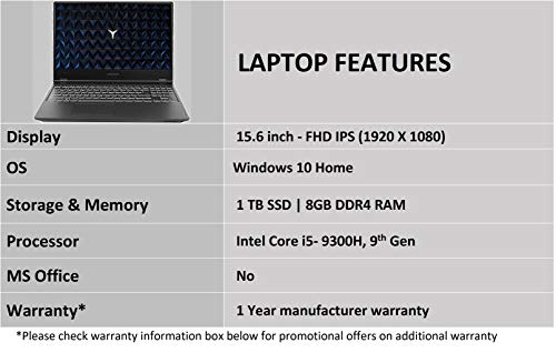 Image of Lenovo Legion Y540 9th Gen Intel core i5 15.6 inch FHD Gaming Laptop(8GB /1TB SSD /Windows 10 /MS Office /4GB NVIDIA GTX1650 Graphics /Black /2.3Kg), 81SY00C7IN