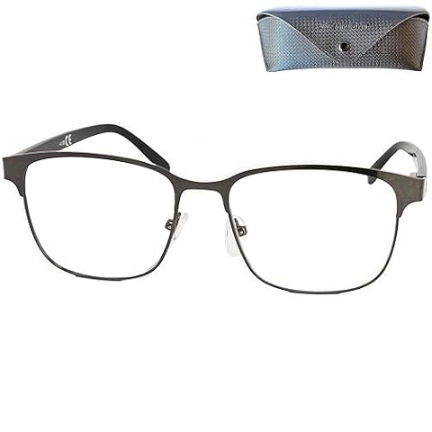 Metalowe okulary do czytania w stylu vintage z dużymi soczewkami, w tym bezpłatne etui, rama ze stali nierdzewnej (grafit) i plastikowe zauszniki, kobiety i mężczyźni okulary do czytania +1,50 powiększenie
