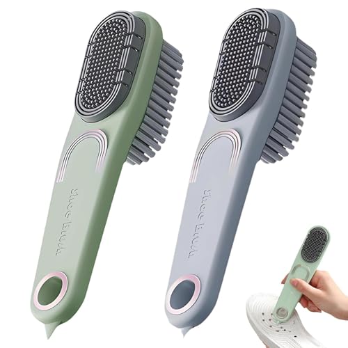 2 Stück Doppelseitige Schuhbürste, Schuhbürste, Schuhbürsten Set, Multifunktional Schuhputzbürste, Harte und Weiche Borsten Schuhbürsten für Schuhe Kleidung und Möbe