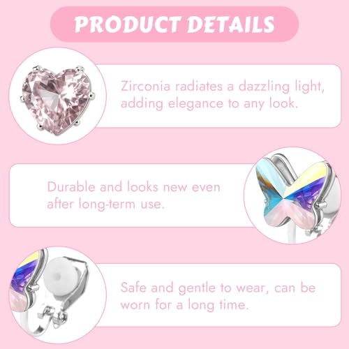 Deepton 12 Paar Ohrclips Kinder Mädchen, Hypoallergene Clip Ohrringe Kinder, Glänzend Klipp Ohrringe Mädchen, Stern Schmetterling Regenbogen und Blumen Ohne Ohrloch Ohrring