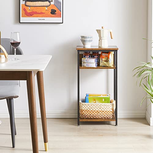 IBUYKE Mesa Auxiliar Alta, de 3 Niveles, de Teléfono con Estantes de Almacenamiento, Mesita de Noche, para Sala de Estar, Dormitorio, Cocina, 29D x 39W x 73.5H cm, Marrón Rústico TMJ408H - imagen 6