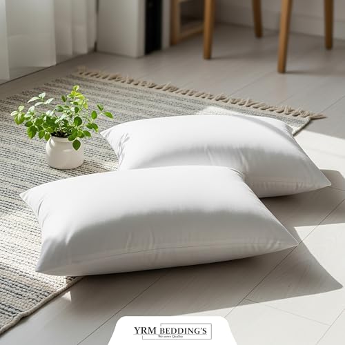 Image of YRM Bedding's - Egyptian Cotton 600TC Pillow Cover | Premium Pillowcases | Luxury Bedding-Export Collection | High Thread Count Durable & Breathable Covers - White | [16''x26''] Inches