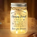 GiltGlimmer Best Friend Mothers Day Birthday Gifts for Women, Friendship Gifts for Women, Unique Present for Friends Best Friend Female Bestie, to My Amazing Friend Mason Jar Night Light