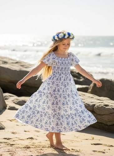 Image of PATPAT Family Matching Outfits Mommy and Me Dresses Floral Dress & T-Shirts | Mommy and Me Easter Dresses, Puff Sleeve Floral Sundress, Cotton Blend T-shirts, Couples Party Wedding Vacation Outfits