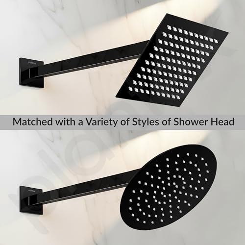 Image of Plantex 18-Inch Shower Arm for Overhead Shower /Stainless Steel Shower Pipe /Wall Mount Bathroom Fitting with -Inch Thread - Pack of 1 (Black)