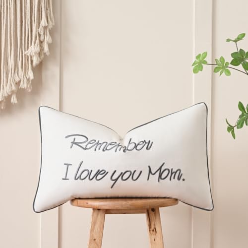 Sanmetex Mom Gifts for Christmas Thanksgiving Day - Best Mom Birthday Gifts from Son, Daughter, Remember I Love You Mom Lumbar Pillow Cover 12 x 20 Inches Grey