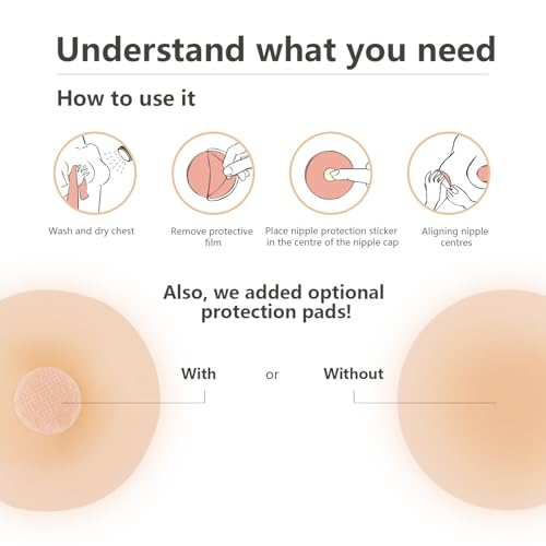 OWill 2 Paar Nippelpads,Damen Nipple Covers Waschbar & Wiederverwendbar,Nippelcover ultradünn aus Silikon,Nipple Pads Rund,8 cm,Mit Aufbewahrungsbox