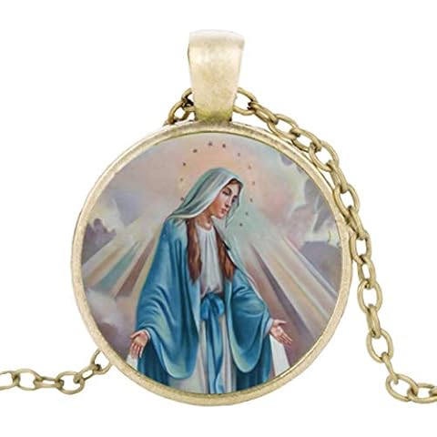 Blessed Mary Christian Glass Art Pendant Necklace Cover