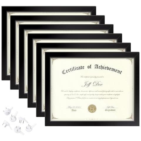 HappyHapi Document Frame, Certificate Frame 8.5 x 11 Multi-Pack, Diploma Frame 6 Pack, 8.5x11 Picture Frame Display Horizontal and Vertical for Wall and Tabletop Cover