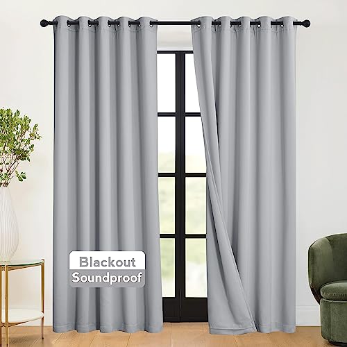 RYB HOME 3-in-1 Soundproof - Blackout - Energy Saving Room Divider Curtains