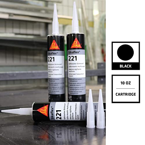 Sika - Sikaflex-221, Black, Multi-Purpose Sealant/Adhesive, Polyurethane Fast Curing Sealant, 10.1 Fl. Oz Cartridge #TOP1