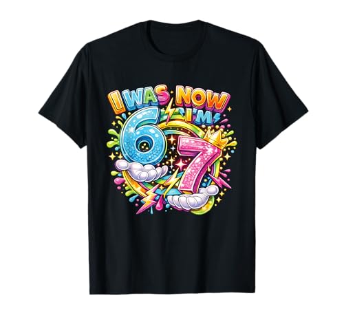 I was 6 Now I'm 7 Drip Six Seven 7th Birthday Ice Cream Drip T-Shirt