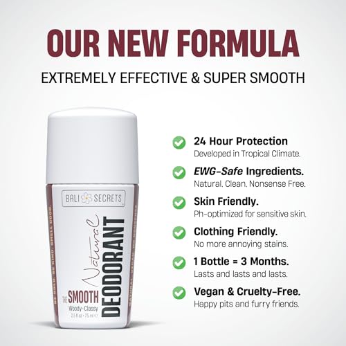Image of Bali Secrets The New Formula Natural Deodorant for Women & Men. Nonsense Free. Clean Formula for Sensitive Skin. Strong & Reliable Odor Protection. No Synthetic Aluminum. Organic & Vegan [THE SMOOTH]