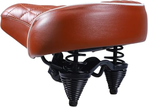 Brown Color Beach Cruiser Bike Seat,Comfortable Extra Wide Suspension Bike Seats for Heavy Riders,Electra Bike Seat Replacement for Men and Women.