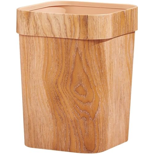 Bote de basura de plástico cuadrado retro con tapa abierta para baño y sala 2