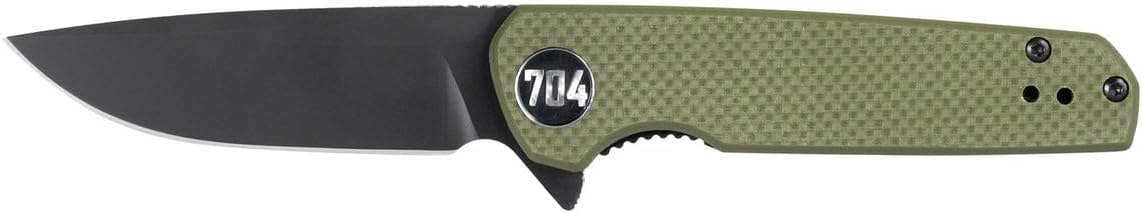 704 Gear Blitz EDC Folding Pocket Knife | Compact 2.98" Blade, Damascus Steel, G10 Handle, Reversible Pocket Clip | Olive Drab Green with Damascus Steel
