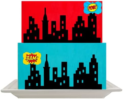 CakeSupplyShop Scenic Theme Stick On/Lay On Cake Border Decoration Toppers (Super Hero Lighted City Backdrop)