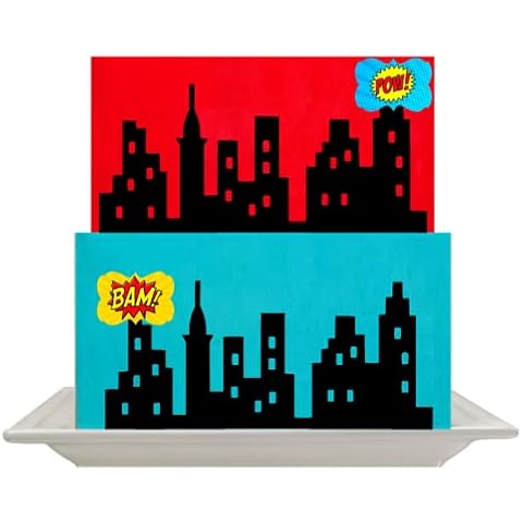CakeSupplyShop Scenic Theme Stick On/Lay On Cake Border Decoration Toppers (Super Hero Lighted City Backdrop) Cover