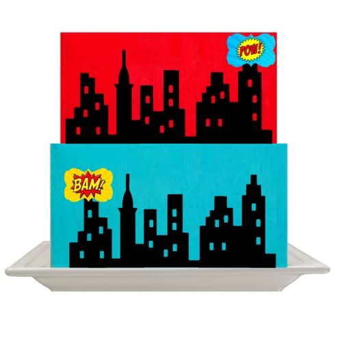 Cakesupplyshop Scenic Theme Stick On/Lay On Cake Border Decoration Toppers (Super Hero Lighted City Backdrop) #TOP14