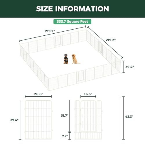 Image of FXW Rollick Unleashed Dog Playpen for Indoor, Yard, RV Camping, 40 inch 32 Panels for Medium and Large Dogs, White│Patented