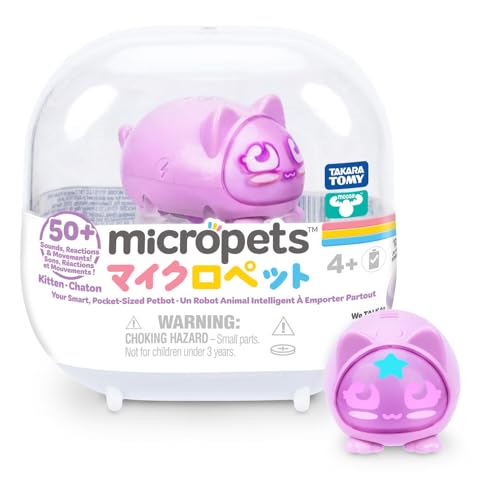 Micropets Kitten - Interactive Electronic Digital Pet Robot | 5 Levels of Pet Play 50+Lights Sounds Reactions & Movement Cute Kawaii Collectible Toy for Girls & Boys Ages 4+