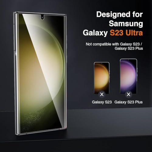 Image of Uyiton 2 Pack Screen Protector for Samsung Galaxy S23 Ultra & S22 Ultra (6.8-inch Curved Display) | HD Clear Flexible Film | Bubble-Free Easy Installation | Scratch Resistant | Case Friendly