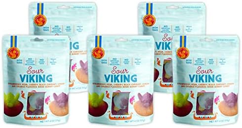Candy People Sour Viking Gummy Candy 4 Ounce - Non-GMO Vegan Swedish Candy Gummies (5 Pack)