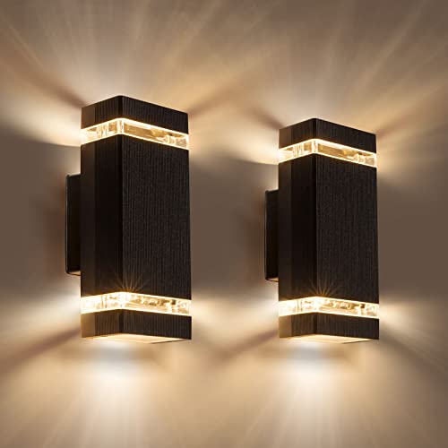 Aranzyec 2 X Outdoor Wall Lights Mains Powered, Aluminium Up Down Outside Wall Lights, Max 35W GU10