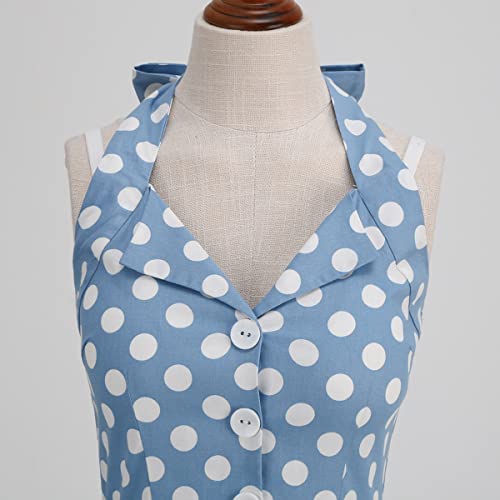 Image of 1950s Dresses for Women Vintage Retro Cocktail Party Swing Dresses Halter Floral Rockabilly 50s Polka Dot Pin up Dress
