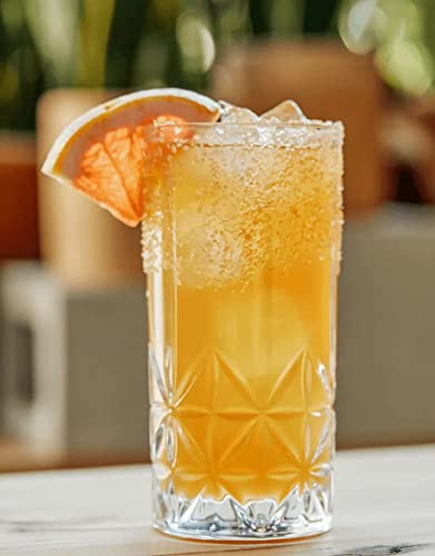 Image of bellemax Premium Water and Juice Glasses Set of 6 and Jugs Set Combo,(6 Pieces Glasses 230ML and 1 Water Juice Jug 1 Liter), Transparent, Glass and Jug Set for Dining Table (Golden - A)