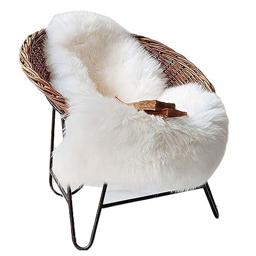 BradOc Lammfell Teppich Schaffell echt 90 x 60cm schafsfelle weiche und Flauschige Decke Sitzfell...