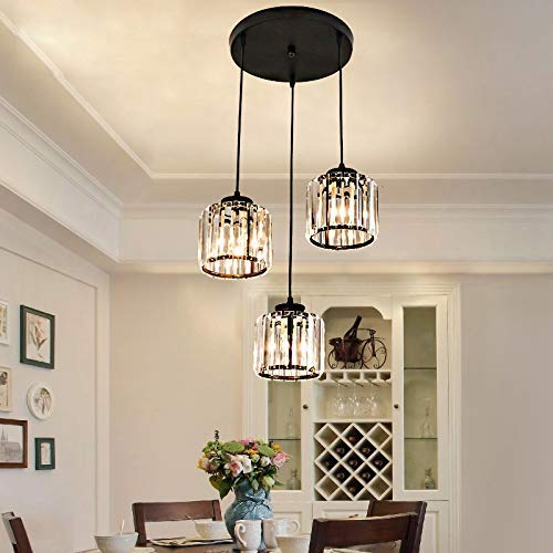 Plafonnier cristal K9 pour couloir sombre mini lustre noir rond 15cm